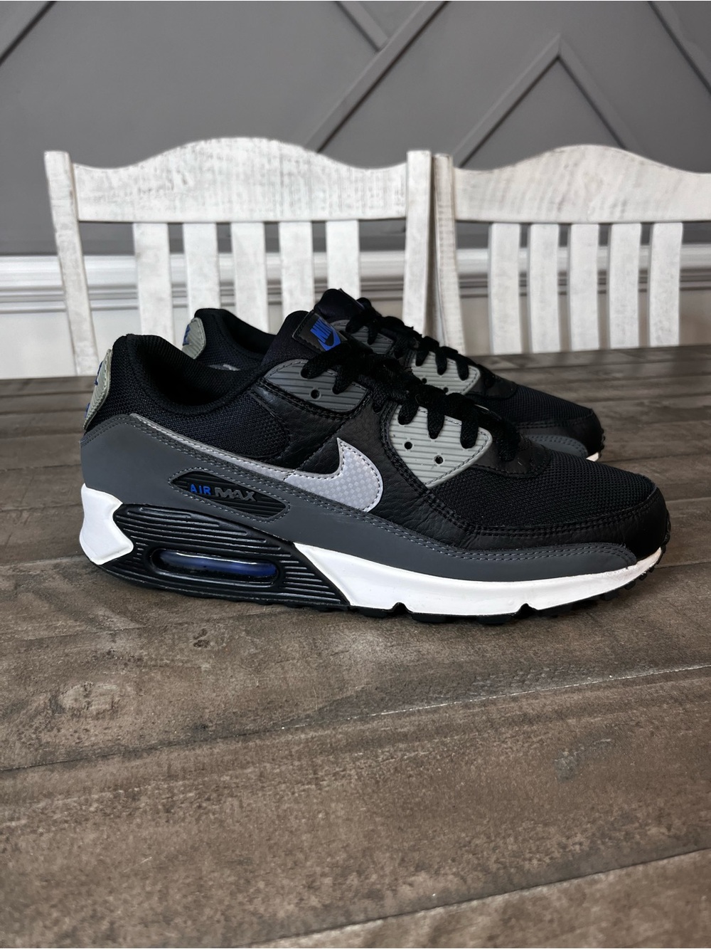 Nike Air Max 90 Black/ Grey/Blue Mens Sz 12